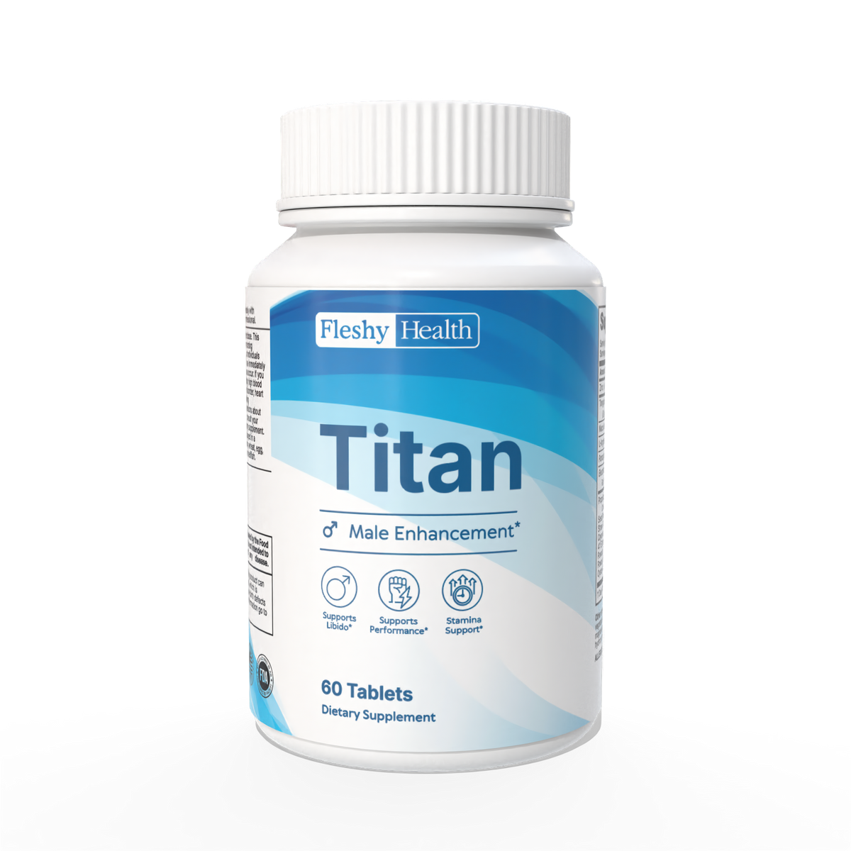 Fleshy Health Titan male enhancement supplement bottle on a white background