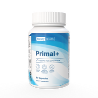 Supplement bottle labeled 'Primal+' by Fleshy Health on a white background