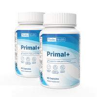 Two bottles of Fleshy Health Primal+ dietary supplement on a white background